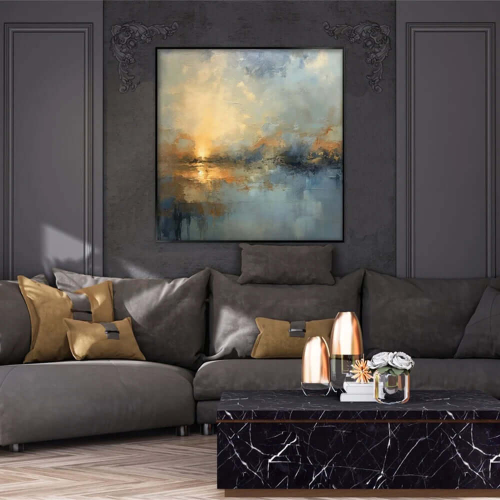 Solstice Glow – Abstract Landscape Hand-Painted Oil Painting