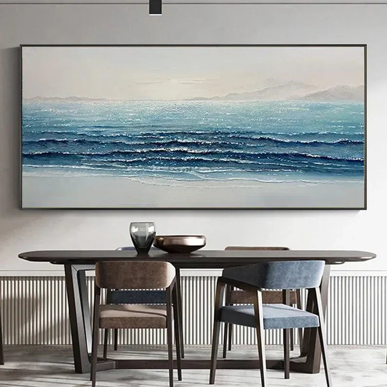 Glittering Tide – Abstract Seascape Hand-Painted Oil Painting