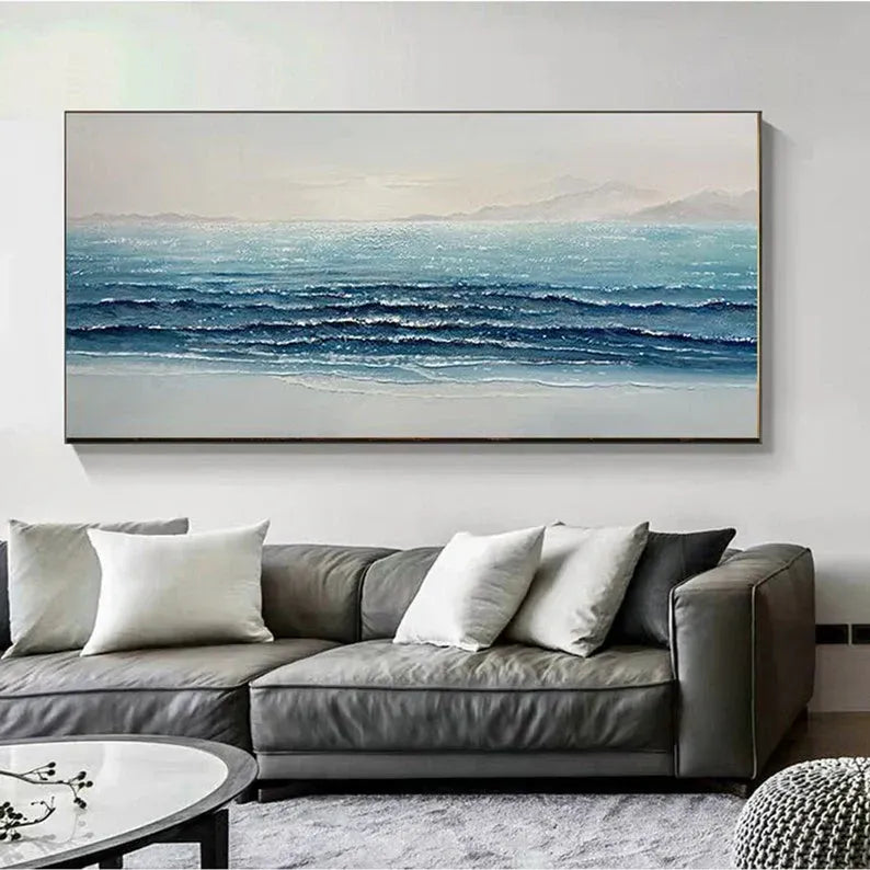 Glittering Tide – Abstract Seascape Hand-Painted Oil Painting