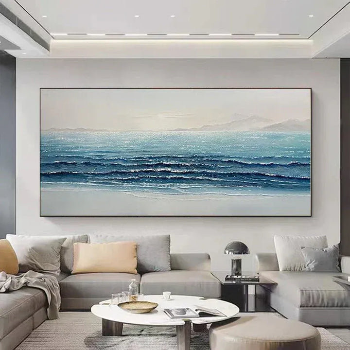 Glittering Tide – Abstract Seascape Hand-Painted Oil Painting