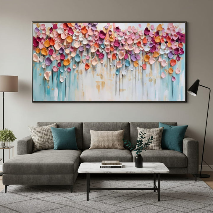 Petal Rain – Textured Floral Hand-Painted Oil Painting