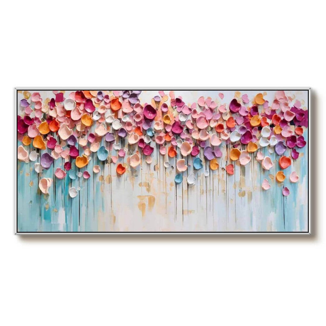 Petal Rain – Textured Floral Hand-Painted Oil Painting