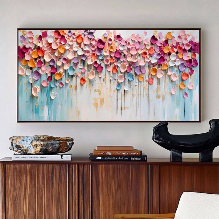 Petal Rain – Textured Floral Hand-Painted Oil Painting