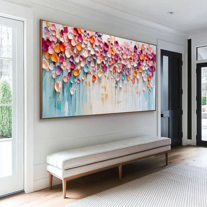 Petal Rain – Textured Floral Hand-Painted Oil Painting