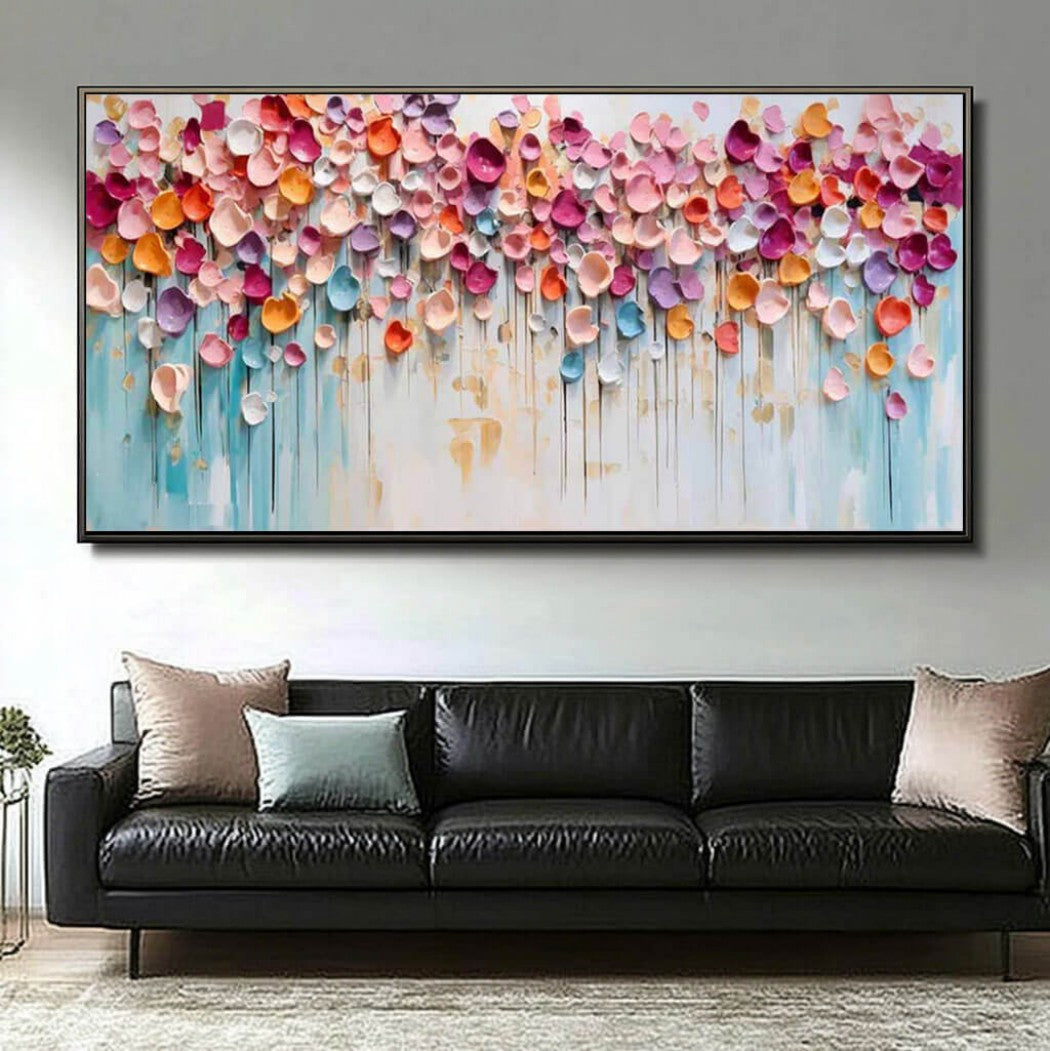 Petal Rain – Textured Floral Hand-Painted Oil Painting