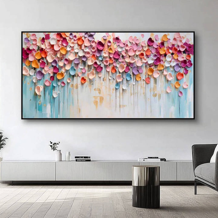 Petal Rain – Textured Floral Hand-Painted Oil Painting