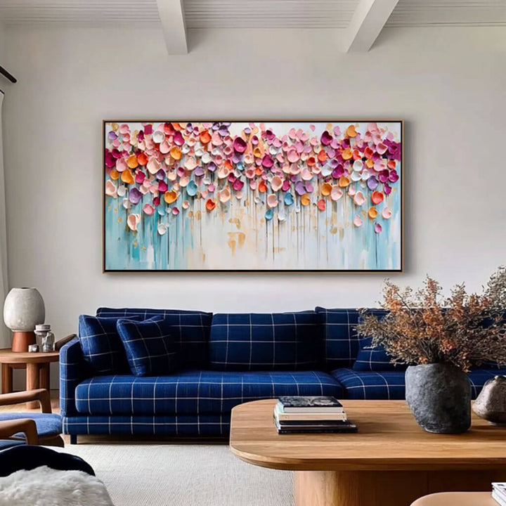 Petal Rain – Textured Floral Hand-Painted Oil Painting