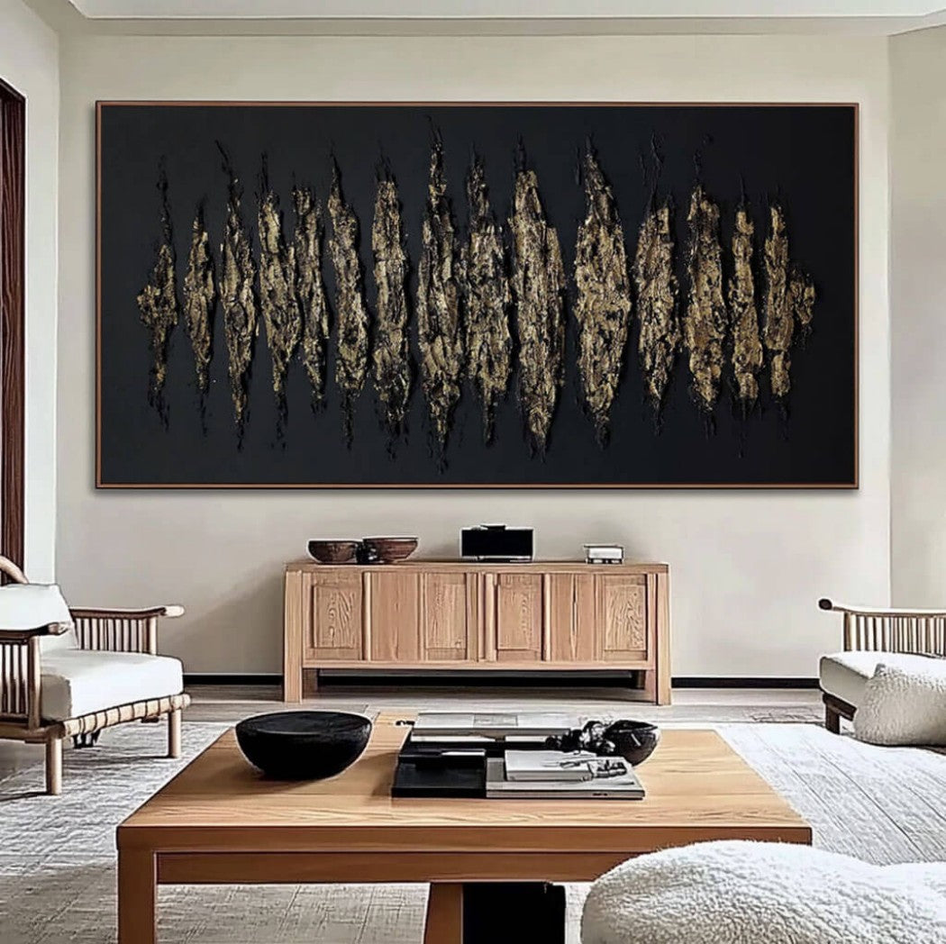 Stygian Aurum – Textured Hand-Painted Oil Painting