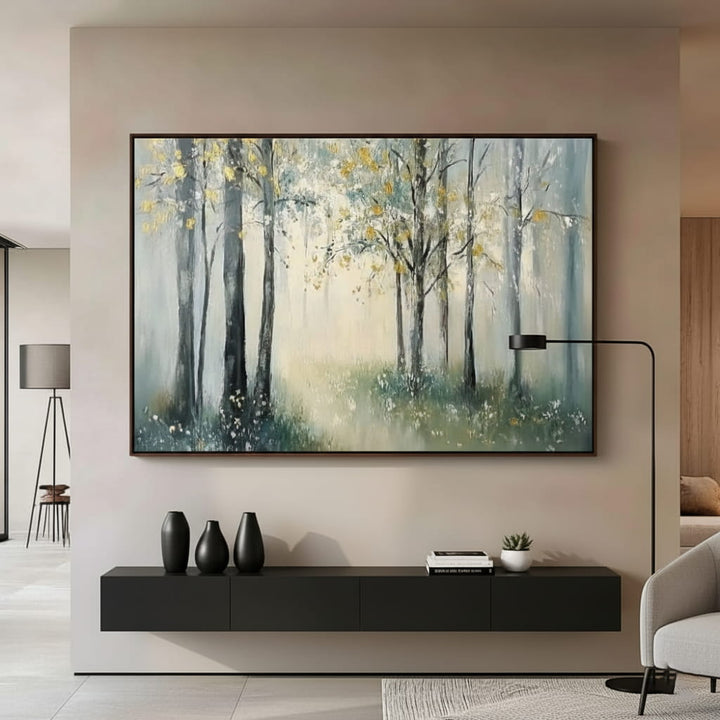 Sylvan Light – Gilded Forest Hand-Painted Oil Painting