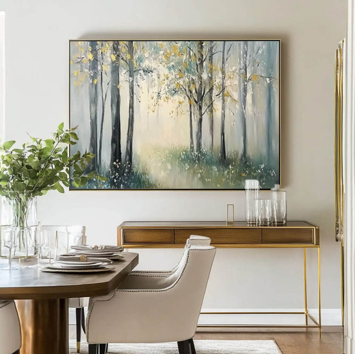 Sylvan Light – Gilded Forest Hand-Painted Oil Painting