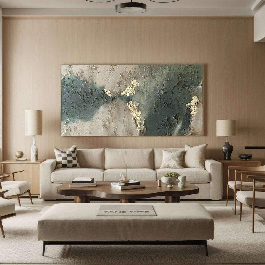 Muted Gilt – Textured Abstract Hand-Painted Oil Painting