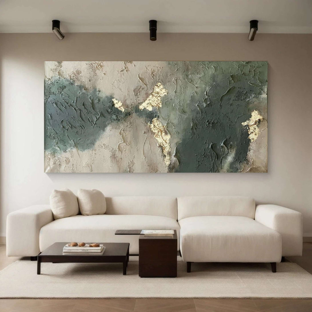 Muted Gilt – Textured Abstract Hand-Painted Oil Painting
