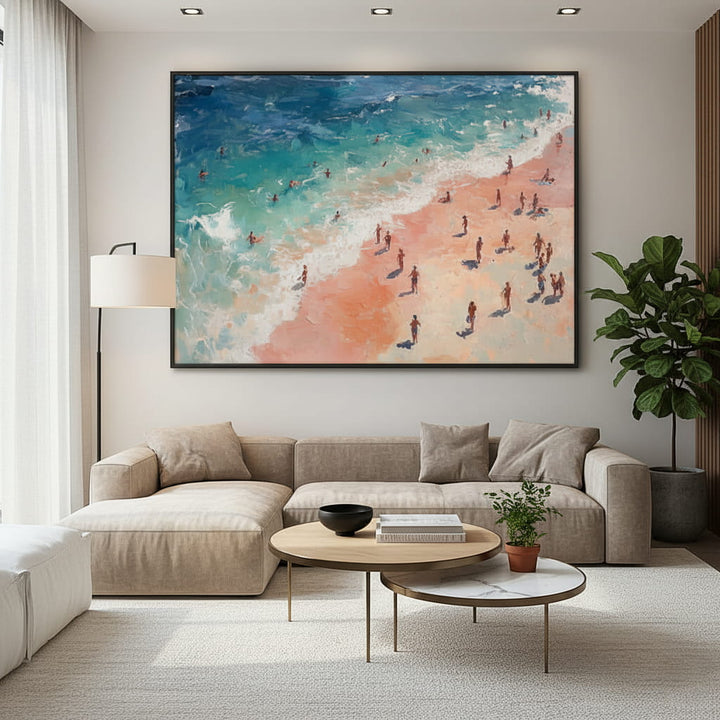 Turquoise Shore – Aerial Hand-Painted Oil Painting