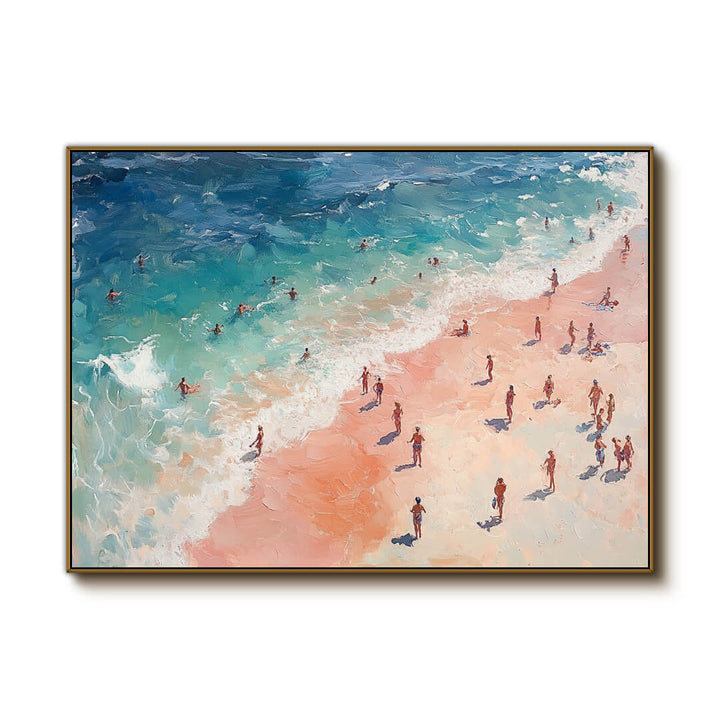 Turquoise Shore – Aerial Hand-Painted Oil Painting