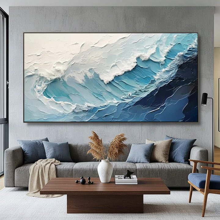 Aqua Crest – Textured Wave Hand-Painted Oil Painting
