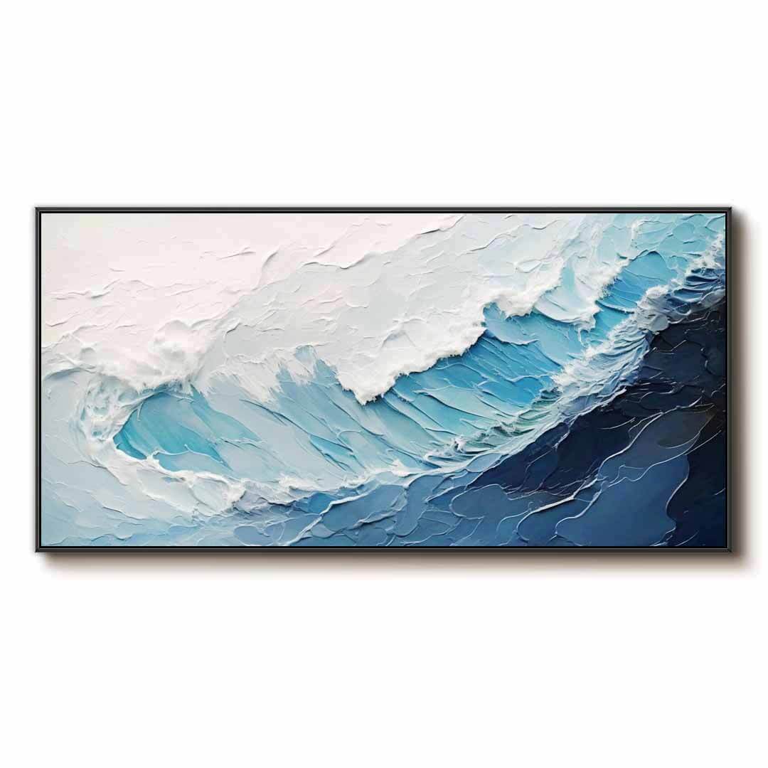 Aqua Crest – Textured Wave Hand-Painted Oil Painting