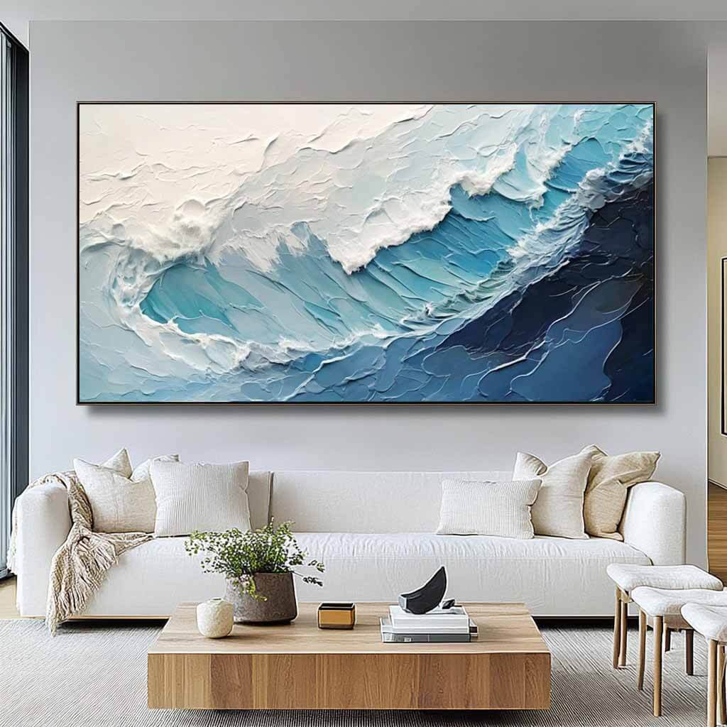 Aqua Crest – Textured Wave Hand-Painted Oil Painting