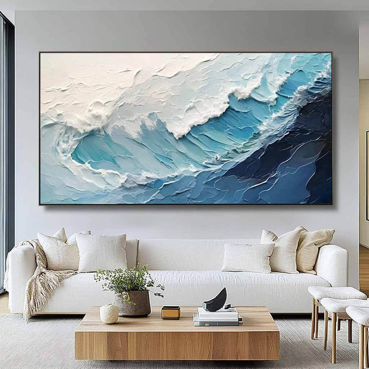 Aqua Crest – Textured Wave Hand-Painted Oil Painting
