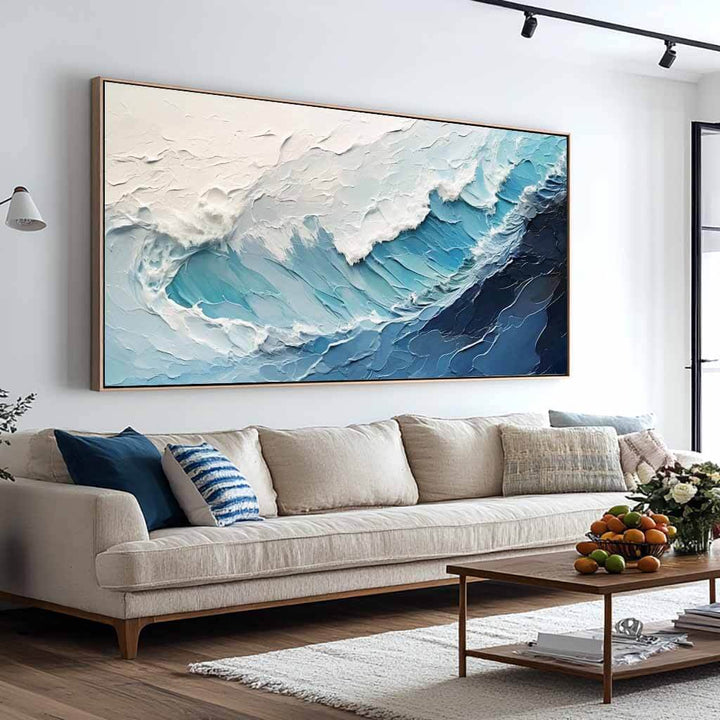 Aqua Crest – Textured Wave Hand-Painted Oil Painting