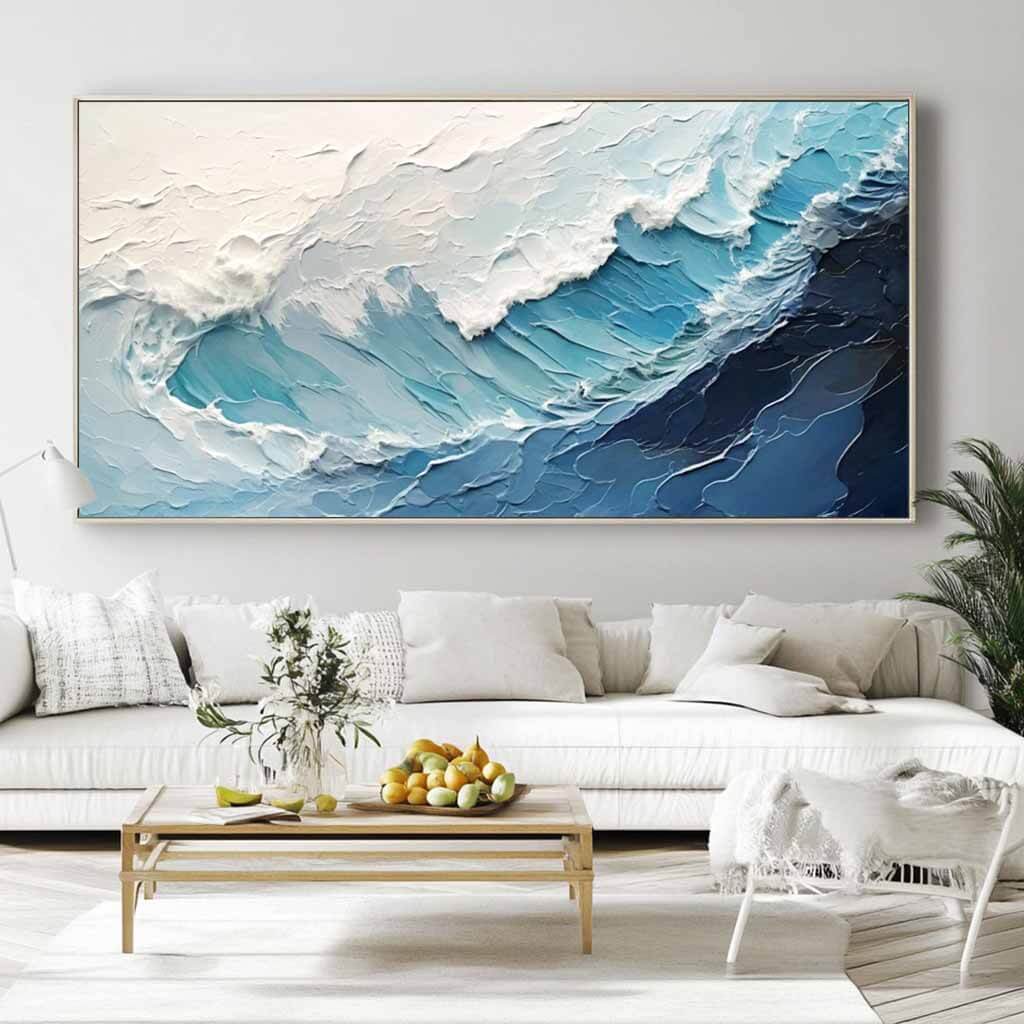 Aqua Crest – Textured Wave Hand-Painted Oil Painting