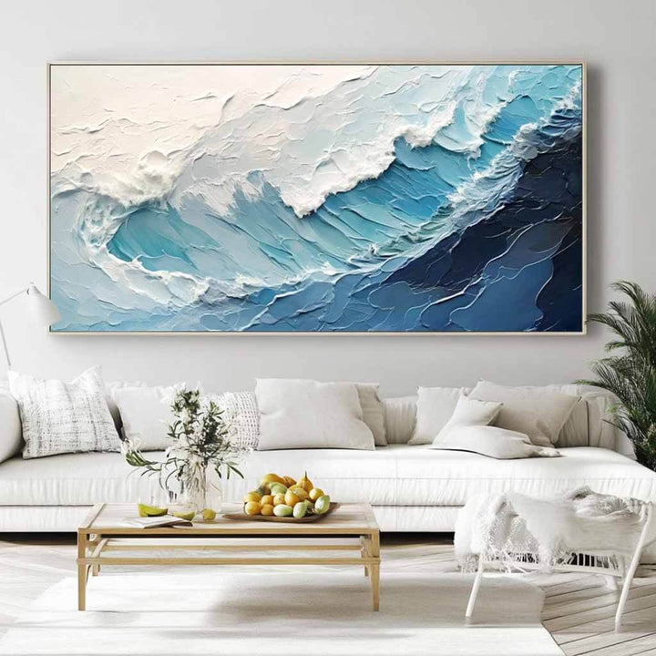 Aqua Crest – Textured Wave Hand-Painted Oil Painting