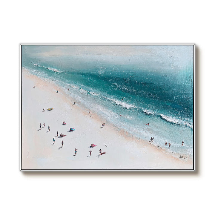 Aqua Whispers – Aerial Seascape Hand-Painted Oil Painting