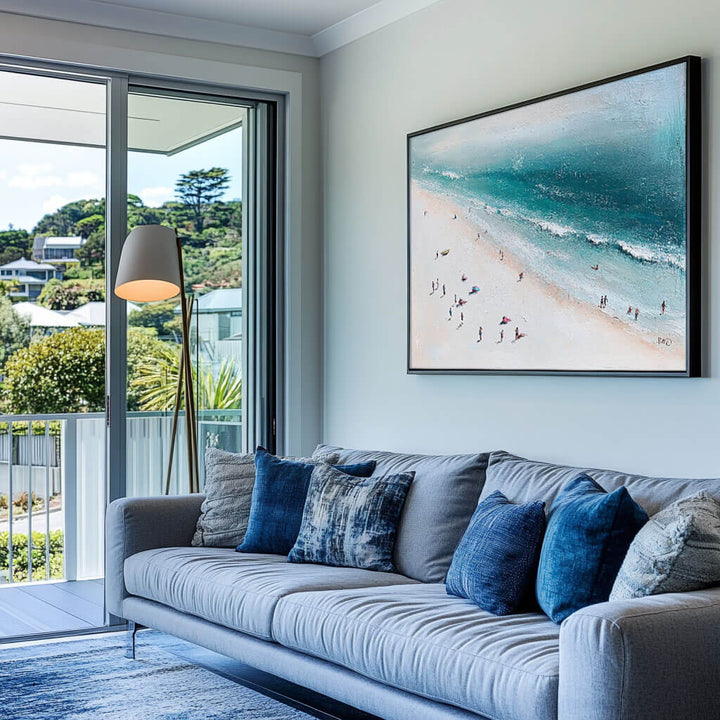 Aqua Whispers – Aerial Seascape Hand-Painted Oil Painting