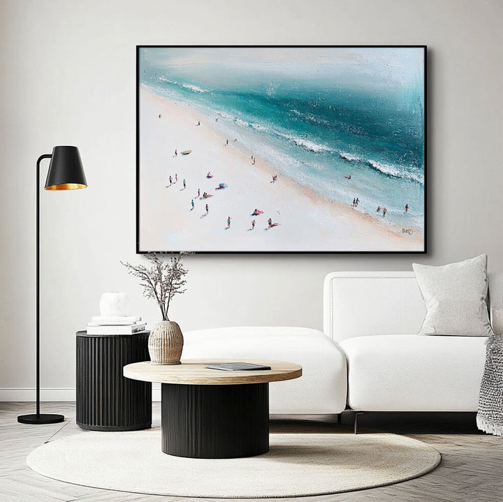 Aqua Whispers – Aerial Seascape Hand-Painted Oil Painting
