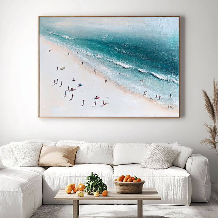 Aqua Whispers – Aerial Seascape Hand-Painted Oil Painting
