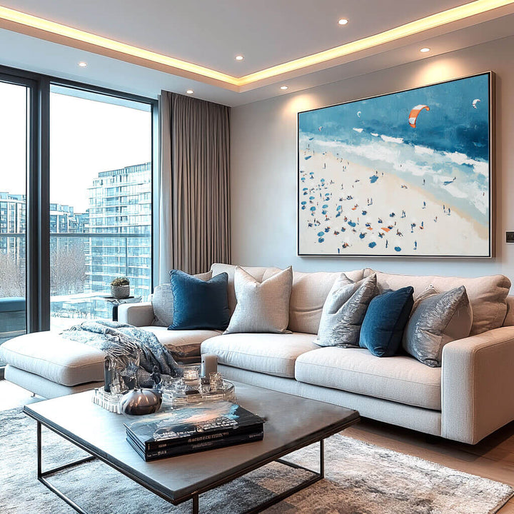 Azure Expanse – Coastal Hand-Painted Oil Painting