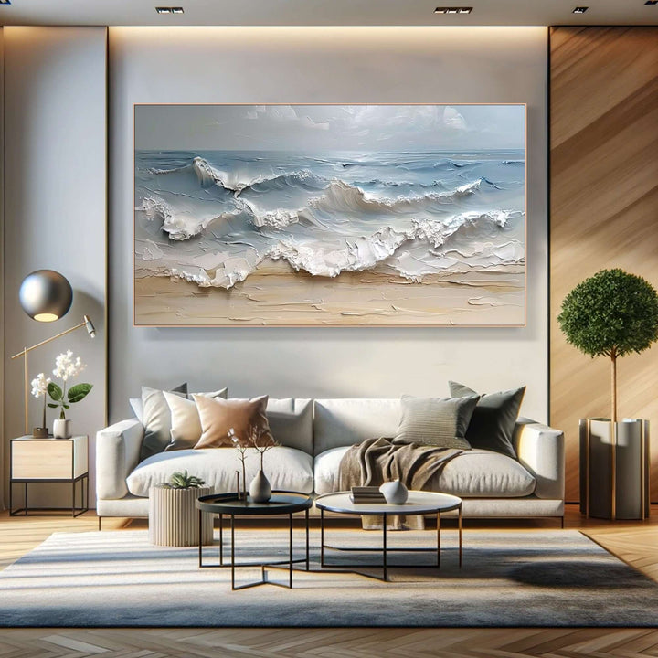 Shoreline Impasto – 3D Wave Hand-Painted Oil Painting