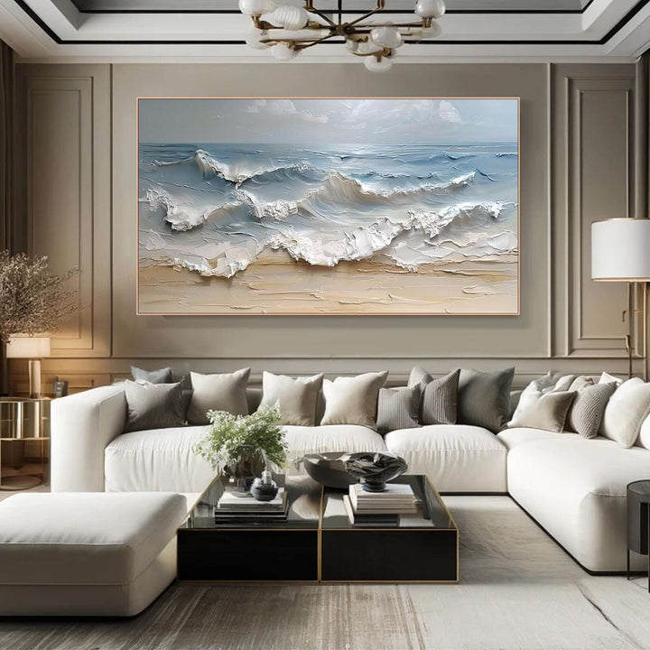 Shoreline Impasto – 3D Wave Hand-Painted Oil Painting