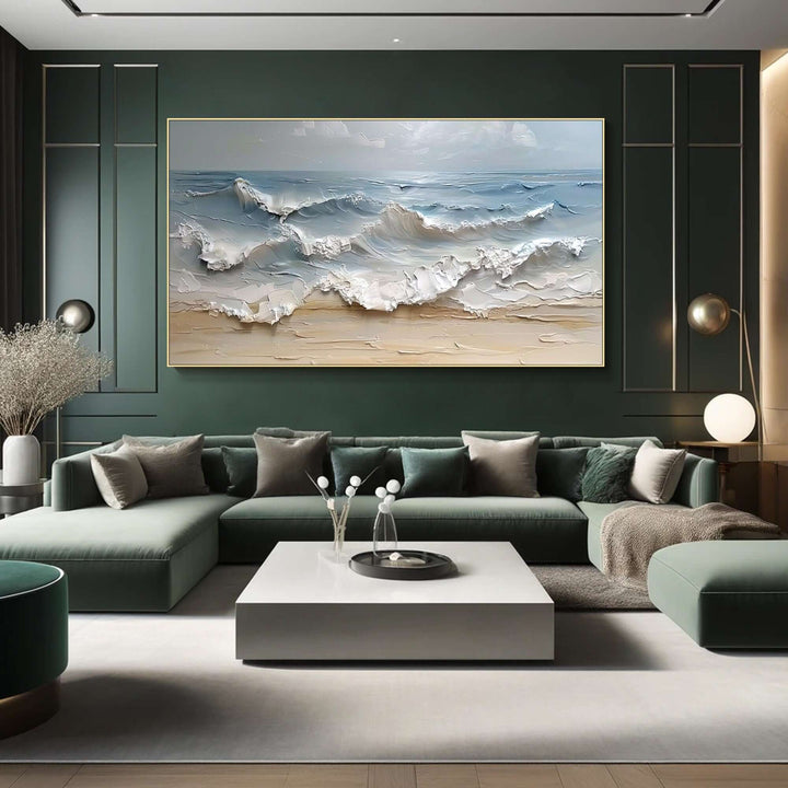 Shoreline Impasto – 3D Wave Hand-Painted Oil Painting