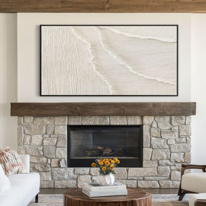 Chalk Dune – Textured Minimalist Hand-Painted Oil Painting