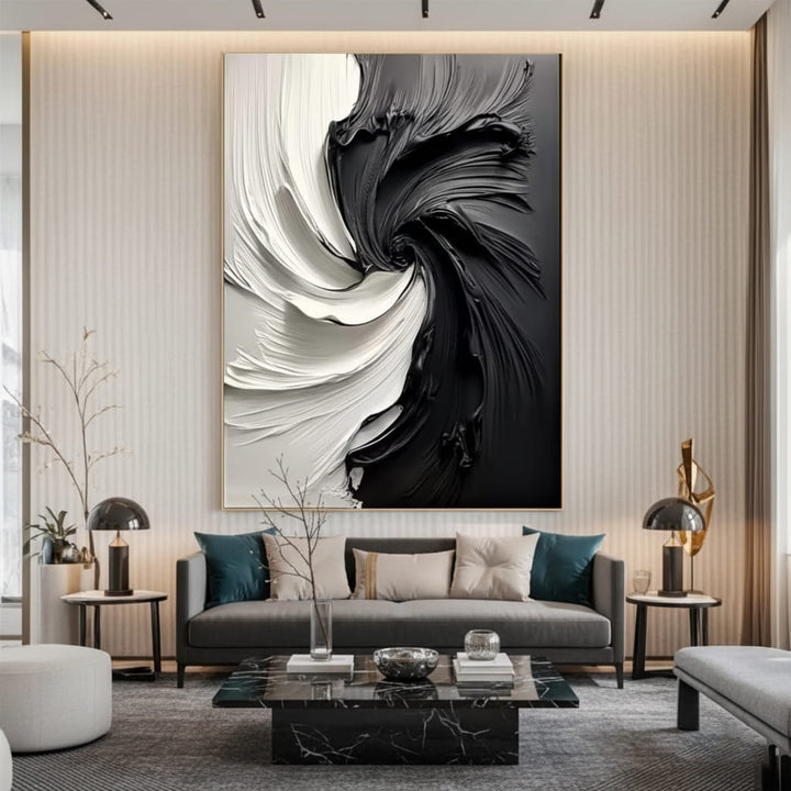 Cosmic Duality – Textured Hand-Painted Oil Painting