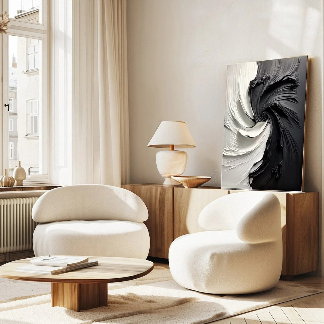 Cosmic Duality – Textured Hand-Painted Oil Painting