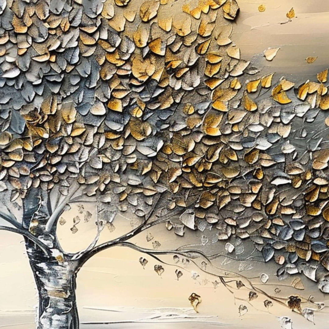 Gilded Canopy – Textured Tree Hand-Painted Oil Painting