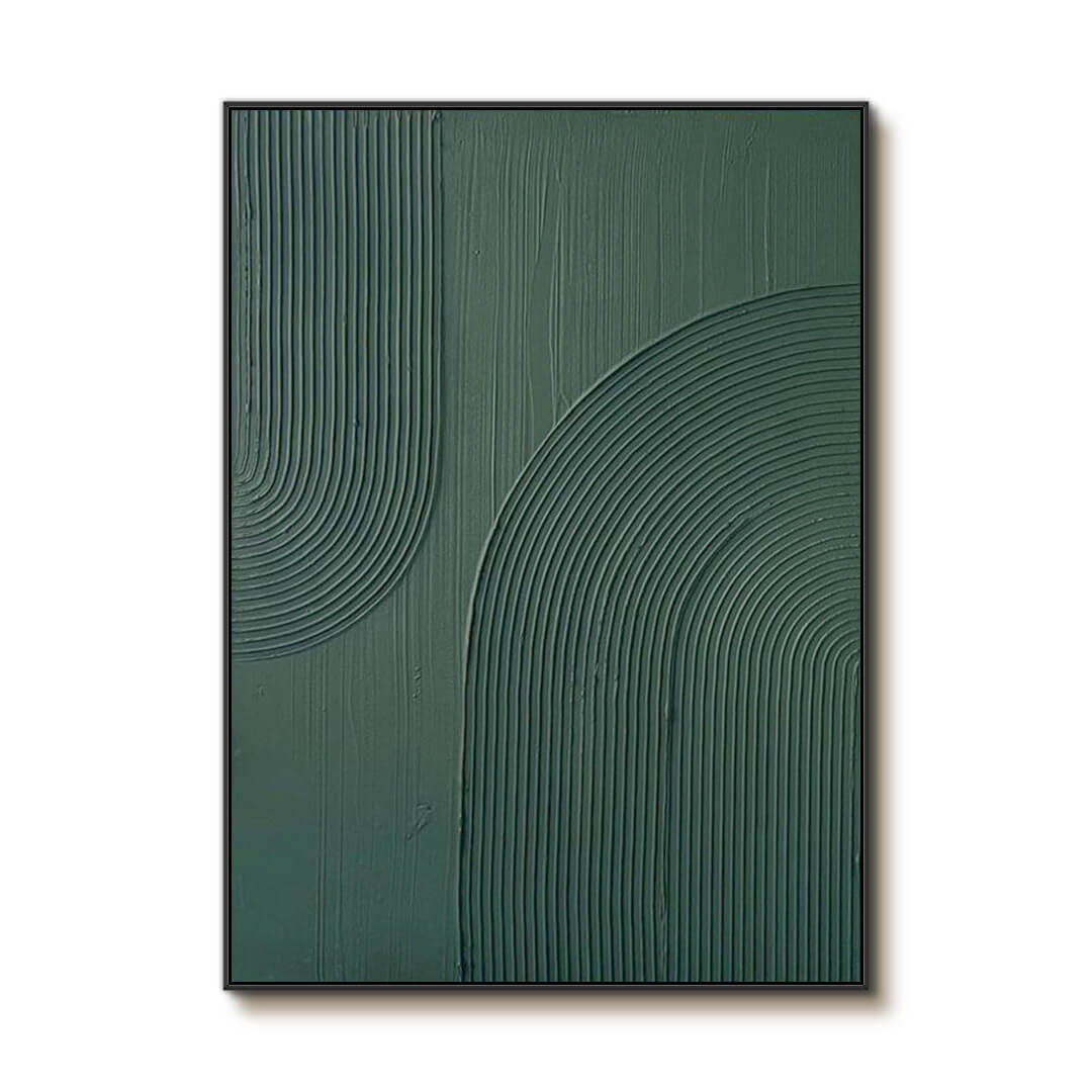 Hunter Green Arc – Textured Hand-Painted Oil Painting