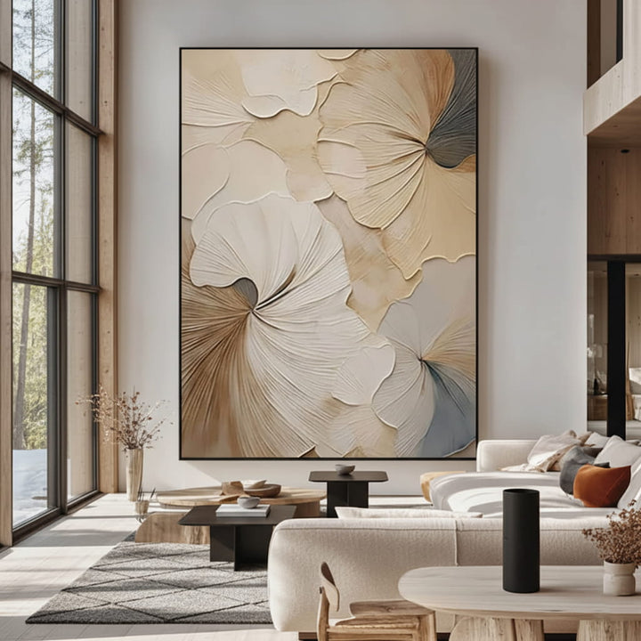 Sepia Whisper – Textured Floral Hand-Painted Oil Painting