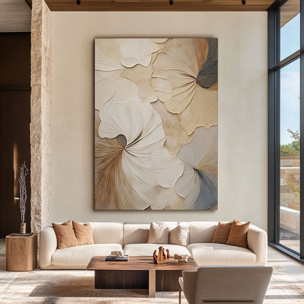 Sepia Whisper – Textured Floral Hand-Painted Oil Painting