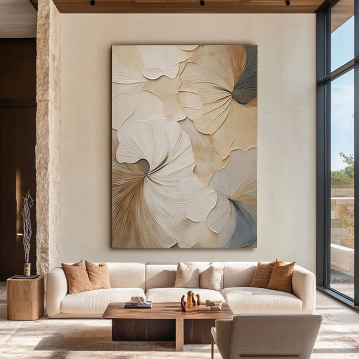 Sepia Whisper – Textured Floral Hand-Painted Oil Painting