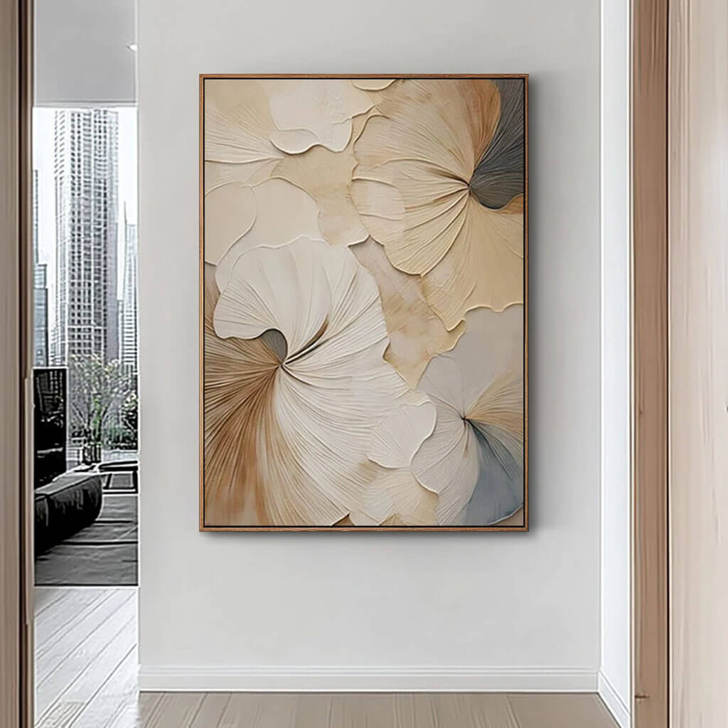Sepia Whisper – Textured Floral Hand-Painted Oil Painting