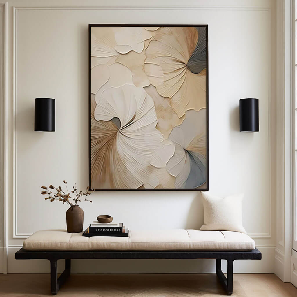 Sepia Whisper – Textured Floral Hand-Painted Oil Painting