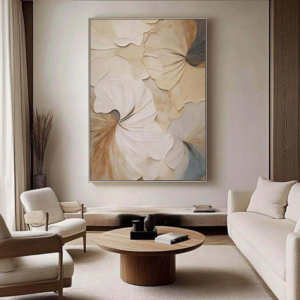 Sepia Whisper – Textured Floral Hand-Painted Oil Painting