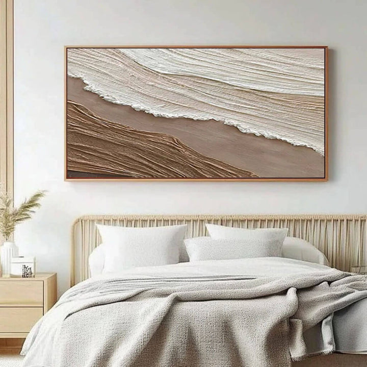 Sepia Foam – Textured Coastal Hand-Painted Oil Painting