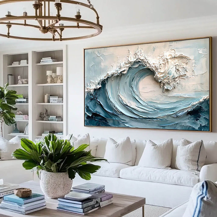 Cresting Impasto – 3D Wave Hand-Painted Oil Painting