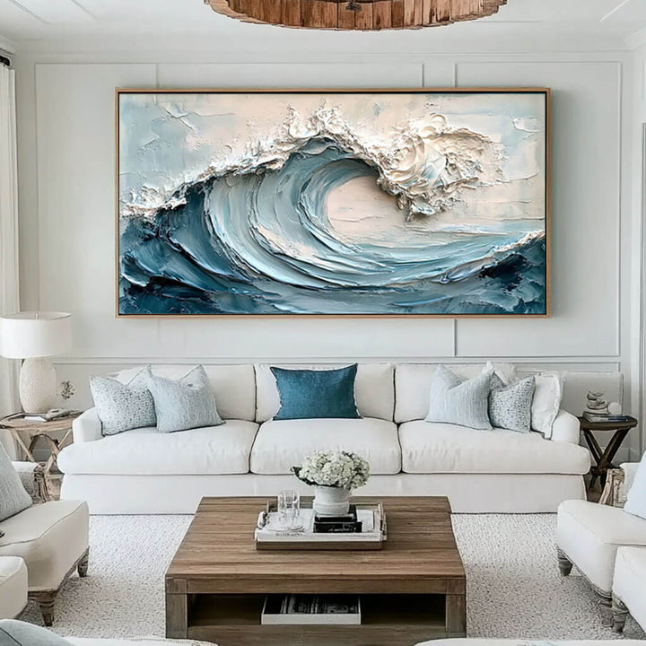 Cresting Impasto – 3D Wave Hand-Painted Oil Painting
