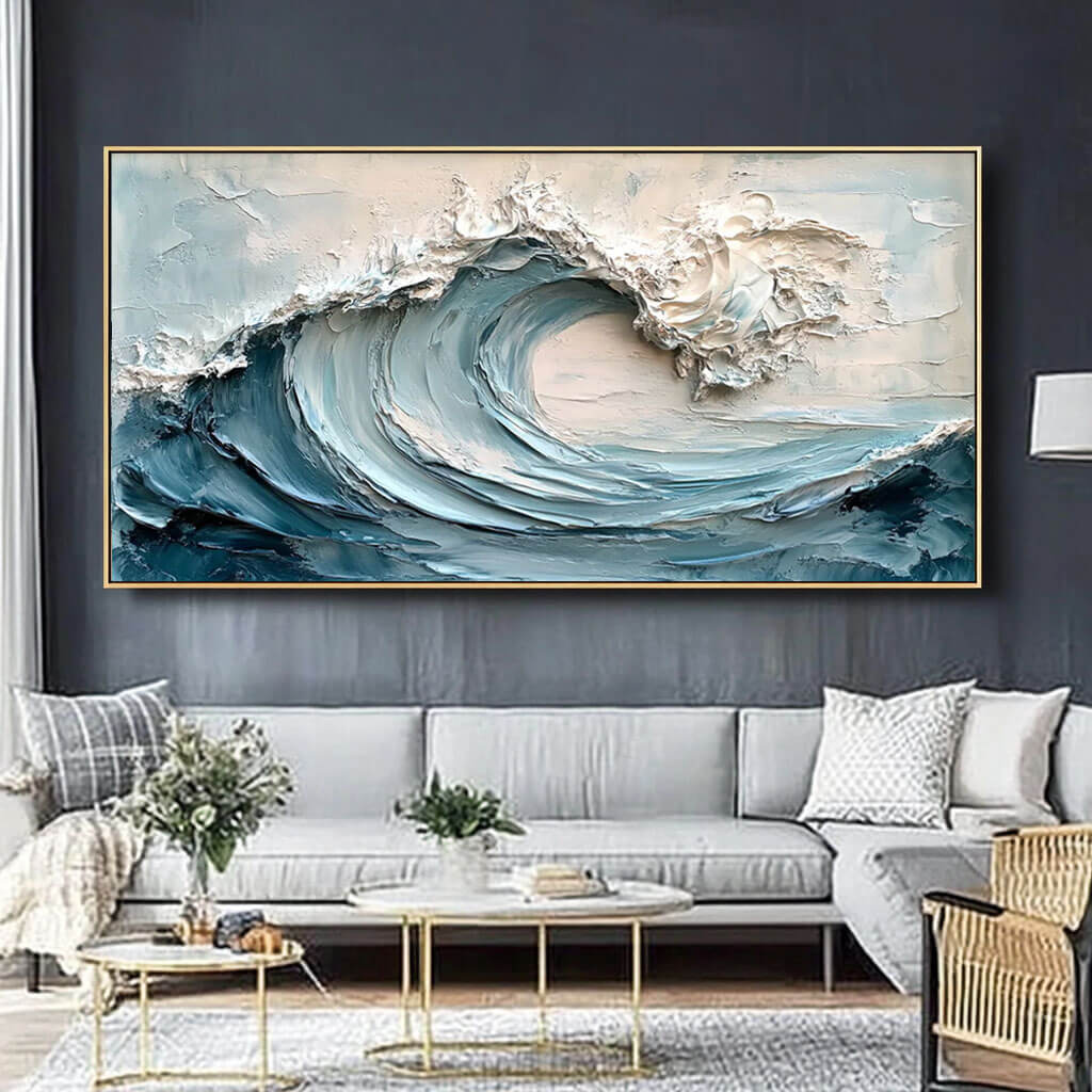 Cresting Impasto – 3D Wave Hand-Painted Oil Painting