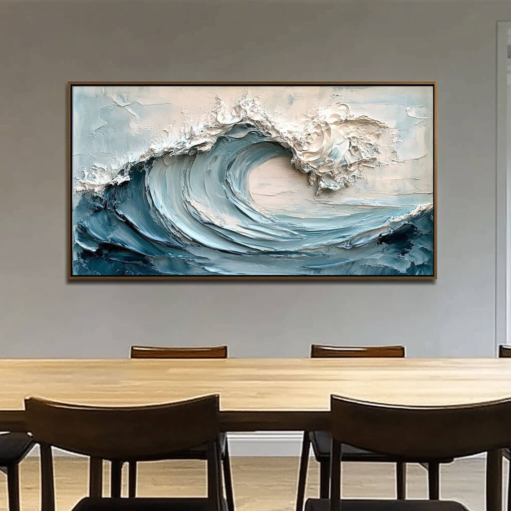 Cresting Impasto – 3D Wave Hand-Painted Oil Painting