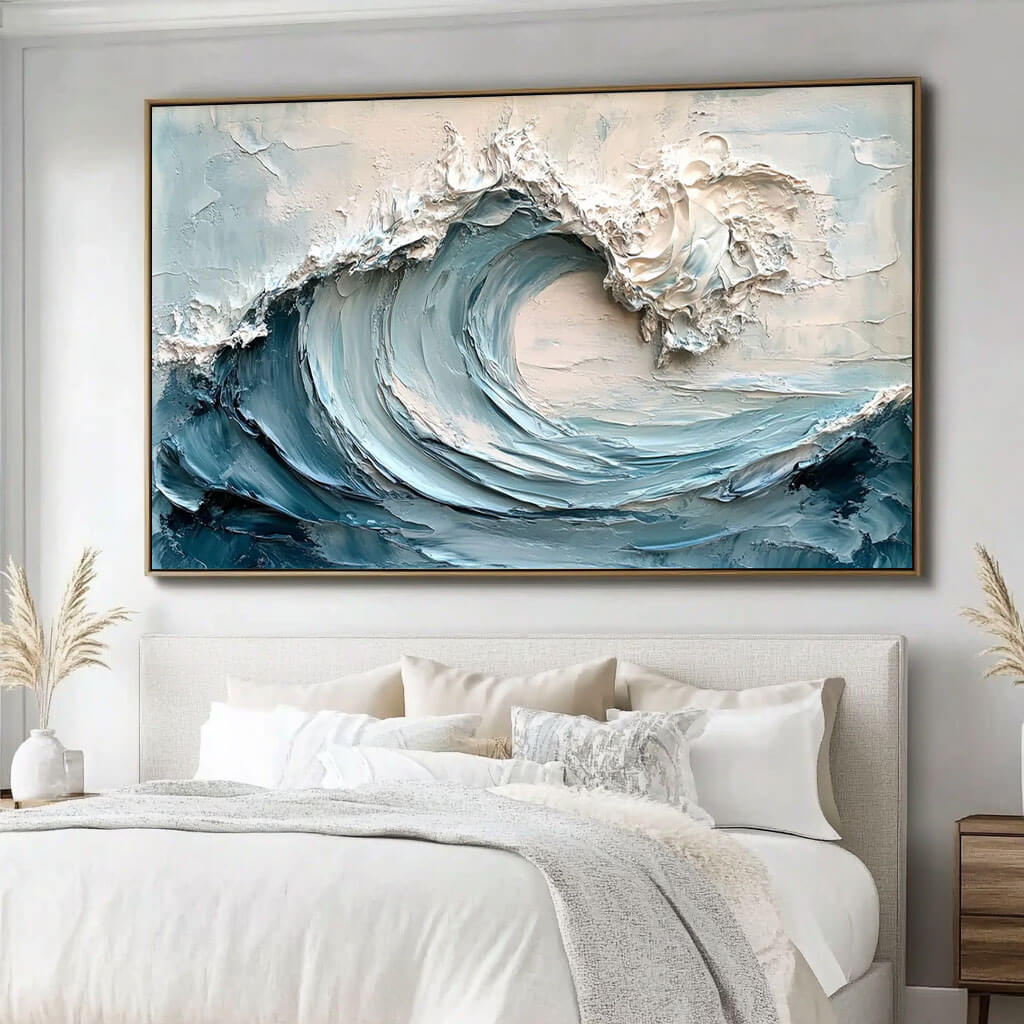 Cresting Impasto – 3D Wave Hand-Painted Oil Painting